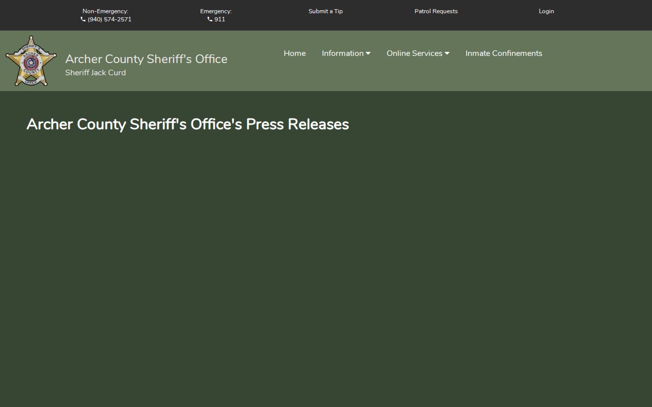 Archer County Citizen Connect press release interface