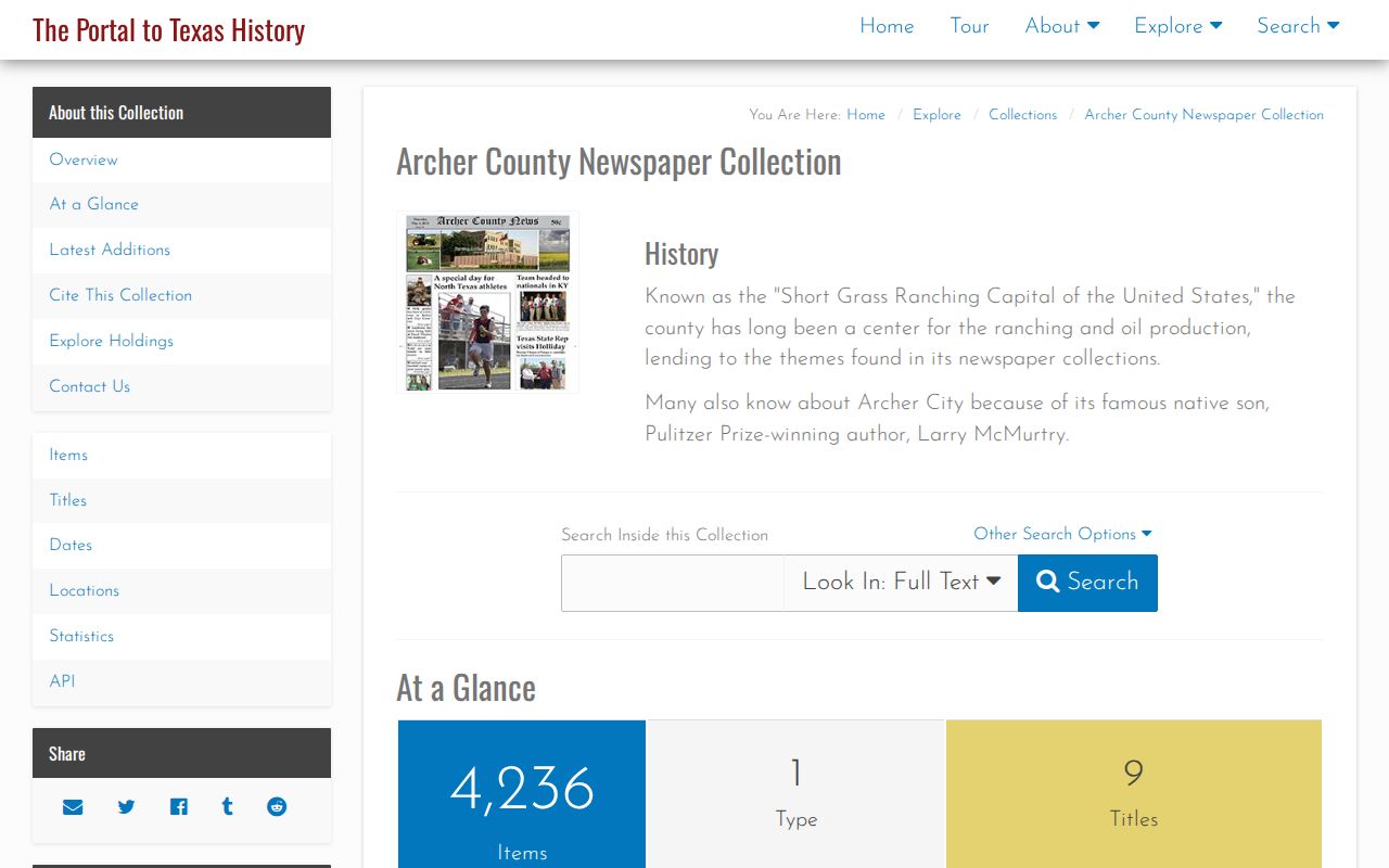 Archer County News collection at the Portal to Texas History